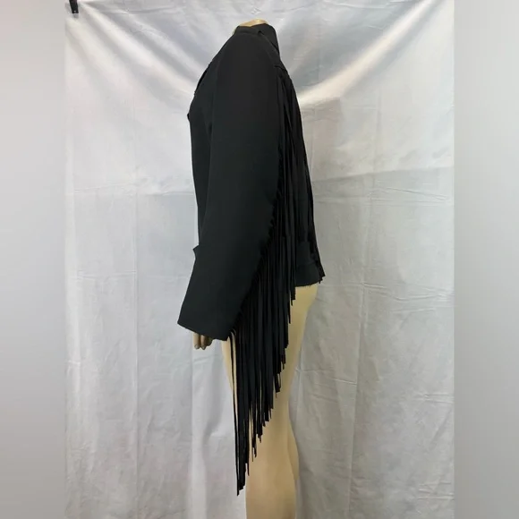MSGM Crepe Polyester Fringe Motorcycle Jacket